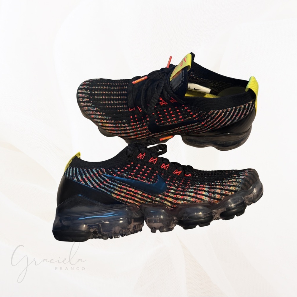 LIKE NEW Nike Women's Black Multicolor Knit Air VaporMax-Style Sneakers - Picture 3 of 5